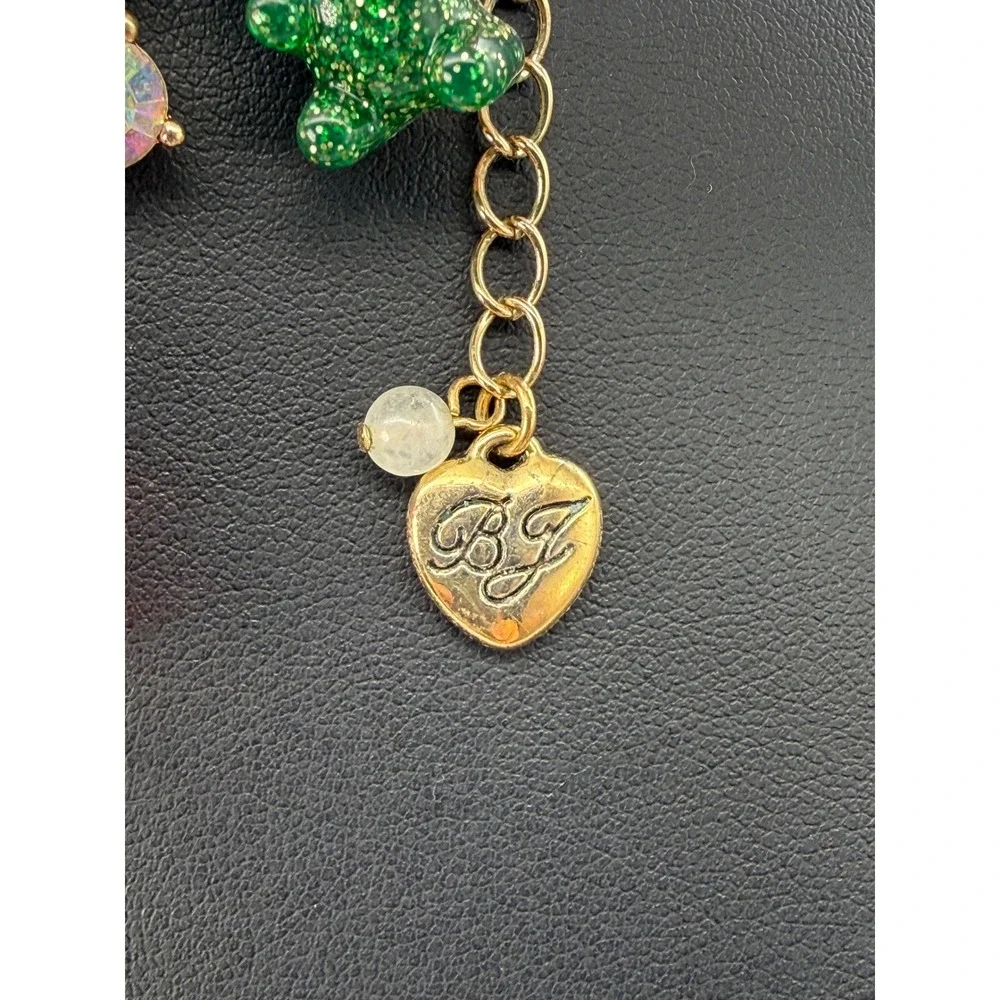 Betsey Johnson Gummy Bear Necklace and Cuff Bracelet Set Red Green Gold Vintage